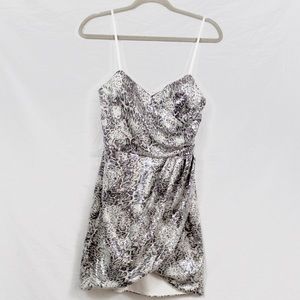 Oleg Cassini Sequined Leopard Print Cocktail Dress